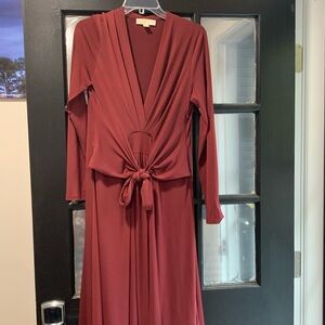 Burgundy Michael Kors Wrap Dress Maxi
